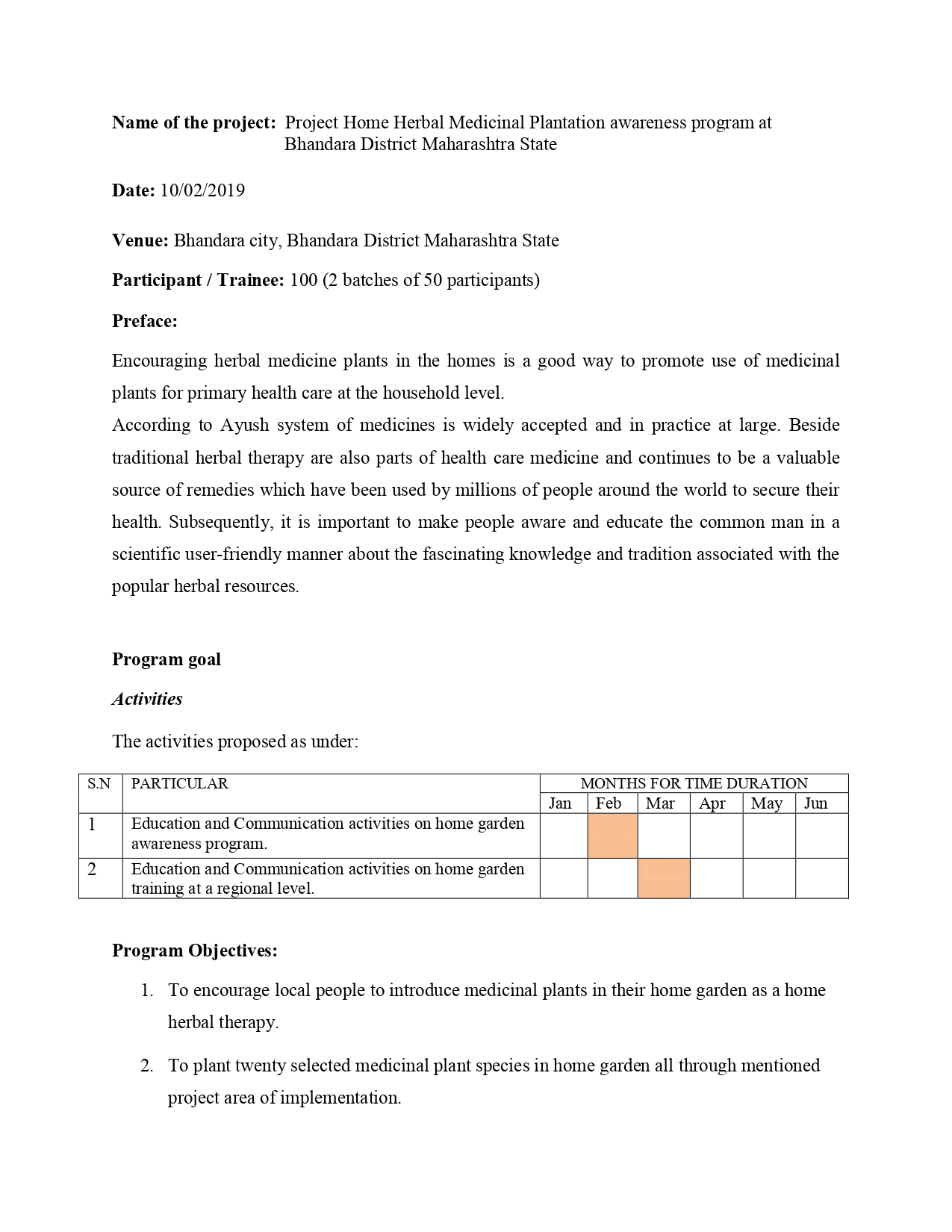 Medicinal Tree Plantation Awareness Program — page